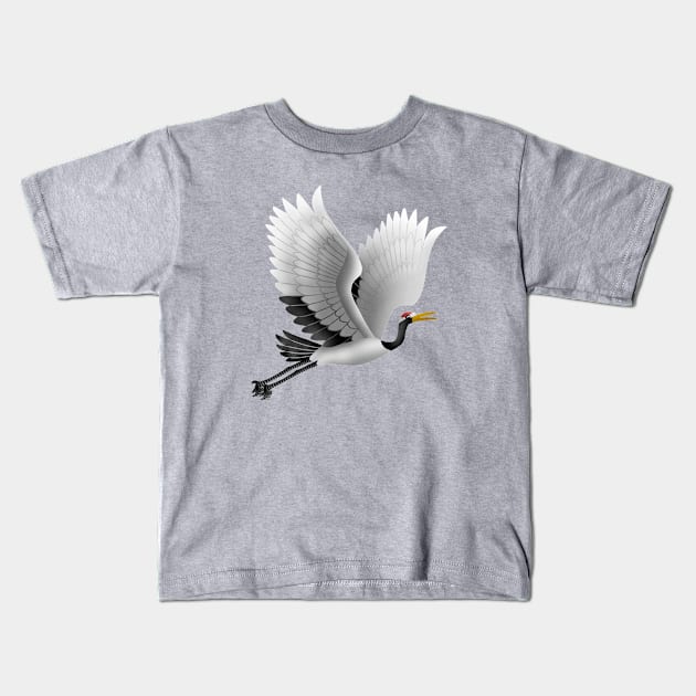 Snow crane(Ver.1) Kids T-Shirt by CleanRain3675